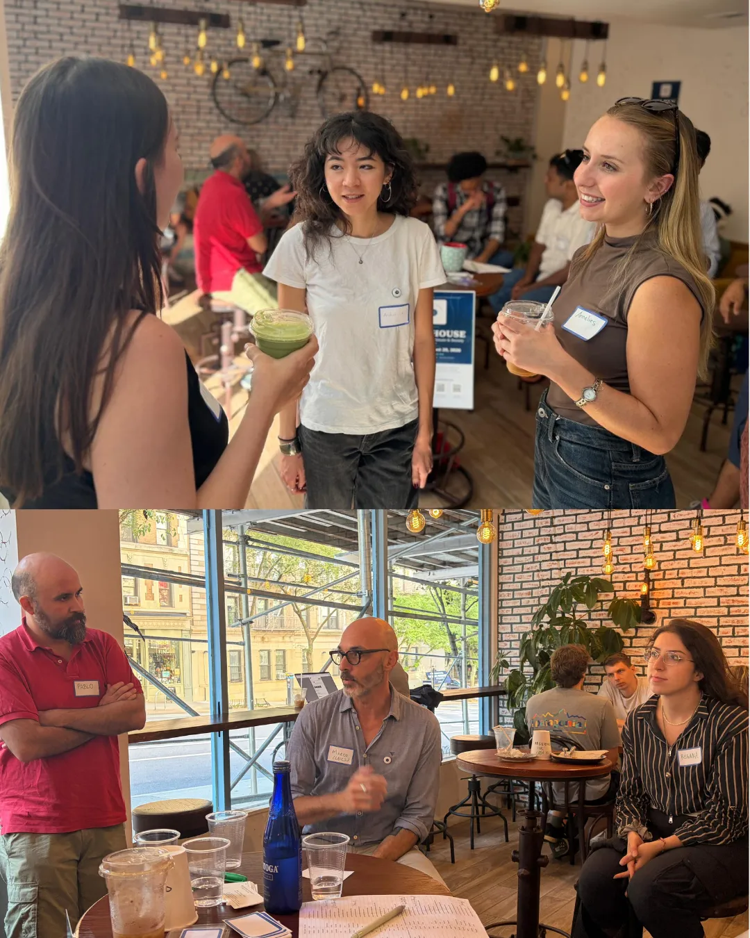 Attendees talk together